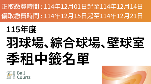 115年球場季租中籤名單